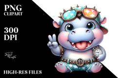 Cute Baby Hippo, PNG Product Image 2