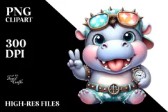 Cute Baby Hippo, PNG Product Image 2