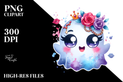 Funny Cute Ghost with Glam Accessories PNG Product Image 2