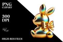 Colorful Stylized Sitting Bunny PNG Product Image 2