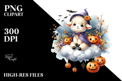 Lamb Dressed for Halloween on a Cloud PNG Product Image 2