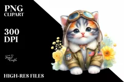 Cute Aviator Suit Baby Kitten | Sublimation | Clipart Product Image 3