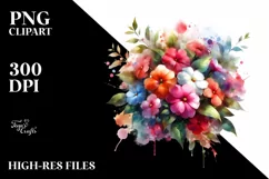 Vibrant Impatiens Watercolor Bouquet | Sublimation | Clipart Product Image 3