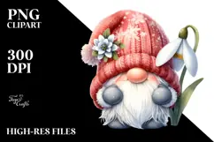 Cute Watercolor GNOME with Big HAT PNG Product Image 2