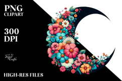 Colorful Flowered Half Moon PNG Product Image 2