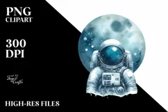 Blueish Watercolor Astronaut Girl Product Image 1
