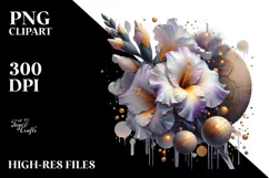 Glossy Gladiolus with Golden Insertions, -Like Material, PNG Product Image 2