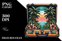 Vintage Tropical Island Suitcase PNG Product Image 2