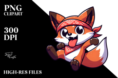 Playful Fox with Bandana PNG Product Image 2