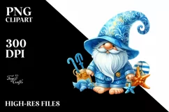 Summer Gnome Blue Accent Watercolor Sticker Clipart Product Image 1