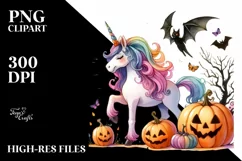 Vibrant Halloween Unicorn | Sublimation Clipart Product Image 3