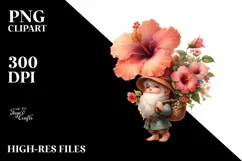 Detailed Gnome Hibiscus Bouquet Basket | Sublimation | Product Image 1