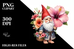 Detailed Gnome Hibiscus Bouquet Basket | Sublimation | Product Image 3