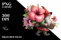 Detailed Gnome Hibiscus Bouquet Basket | Sublimation | Product Image 3