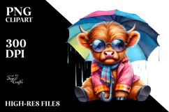 Cute Baby Highland Cow Sitting PNG Product Image 2
