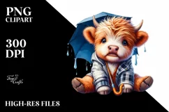 Cute Baby Highland Cow Sitting PNG Product Image 3
