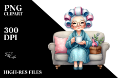 Old Lady Watercolor Character | Sitting on Couch Product Image 2