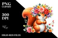 Cute Cartoon Squirrel with Flower Crown PNG Product Image 2