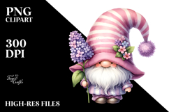 Cute Lilac Gnome with Hat, PNG Product Image 2