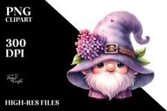 Watercolor Gnome with Large Lilac Calla Lily, PNG Product Image 2