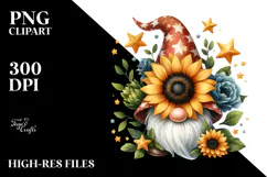 Cute Gnome with Sunflower PNG Product Image 2