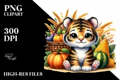 Whimsical Baby Tiger in Harvest Scene | Sublimation | Product Image 3