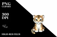Whimsical Cute Baby Tiger Sitting in Front | Clipart Product Image 3