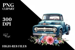 Watercolor Car USA Flag | Sticker | Clipart Product Image 3
