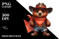 Bear with Big Eyes Hat Bandana and Boots Clipart Product Image 2