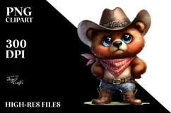 Bear with Big Eyes Hat Bandana and Boots Clipart Product Image 2