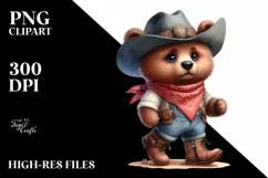 Bear with Big Eyes Hat Bandana and Boots Clipart Product Image 3
