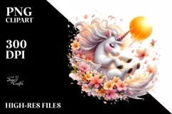 Adorable Tumbling Unicorn with Petals | Sublimation Clipart Product Image 3