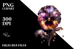 Abstract Shiny Pansy Golden | Sublimation | Clipart Product Image 3