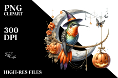 Spooky Hummingbird on Half Moon with Jacko Landerns PNG Product Image 2