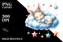 Baby Bunny Sleeping on Cloud | Clipart Product Image 2