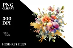 Abstract Colorful Bouquet with Gold Foil Splash Product Image 1