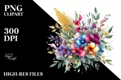 Abstract Colorful Bouquet with Gold Foil Splash Product Image 1