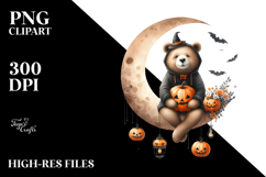 Halloween Bear on Moon, PNG Product Image 2