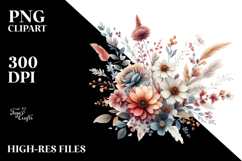 Boho Flower Half Spring Flowers Watercolor Digital Art Product Image 2