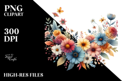 Boho Flower Half Spring Flowers Watercolor Digital Art Product Image 2