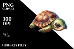Digital Watercolor Baby Turtle, PNG Product Image 2