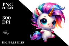 Cool Haircut Unicorn, Cheerful PNG Product Image 2