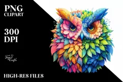 Owl with Flowers, Transparent PNG Product Image 1