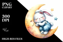 Cute Bunny Sleeping , Clipart |T-shirt, Mug PNG Product Image 1