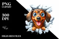 Funny Dachshund Watercolor | Sublimation | Clipart Product Image 1