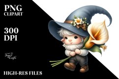 Cute Watercolor Baby GNOME with Big HAT PNG Product Image 2