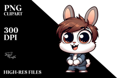 Silly Cartoon Bunny with Wide Anime Eyes, Transparent PNG Product Image 2