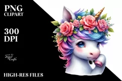 Cute Baby Unicorn Clipart PNG Product Image 3