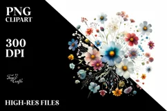 Colorful Watercolor Wild Flowers | Sublimation | Clipart Product Image 3