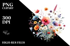 Colorful Watercolor Wild Flowers | Sublimation | Clipart Product Image 3